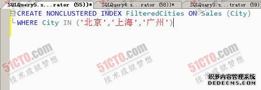 创建设定过滤条件索引