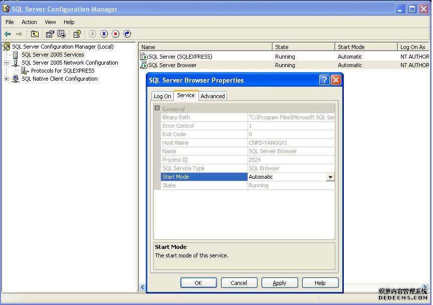 打开SQL Server Browser 服务